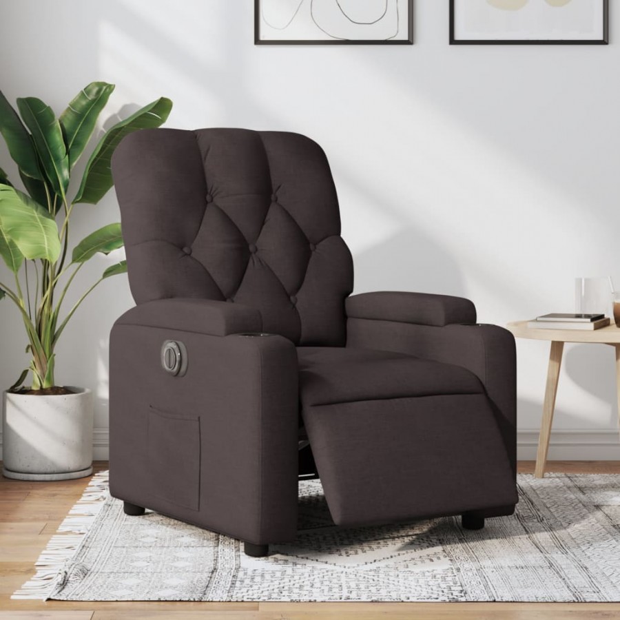 Fauteuil inclinable électrique Marron foncé Tissu