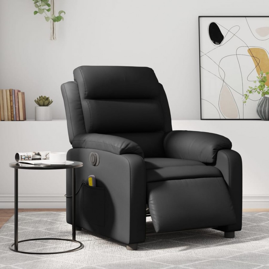 Fauteuil de massage inclinable électrique noir similicuir