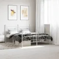 Cadre de lit métal avec tête de lit/pied de lit blanc 150x200cm