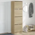 Armoire à chaussures 4 tiroirs rabattables chêne 60x42x204 cm