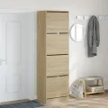 Armoire à chaussures 4 tiroirs rabattables chêne 60x42x204 cm