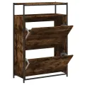 Armoire à chaussures chêne fumé 75x34x112 cm bois d'ingénierie