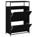 Armoire à chaussures noir 75x34x112 cm bois d'ingénierie