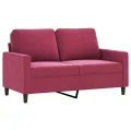 Ensemble de canapés 2 pcs avec coussins Rouge bordeaux Velours