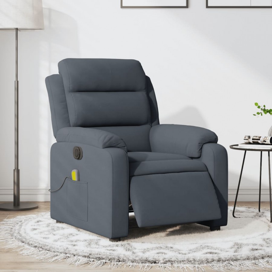 Fauteuil inclinable de massage électrique gris foncé velours