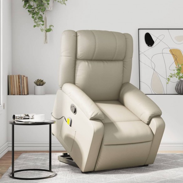 Fauteuil inclinable de massage Crème Similicuir