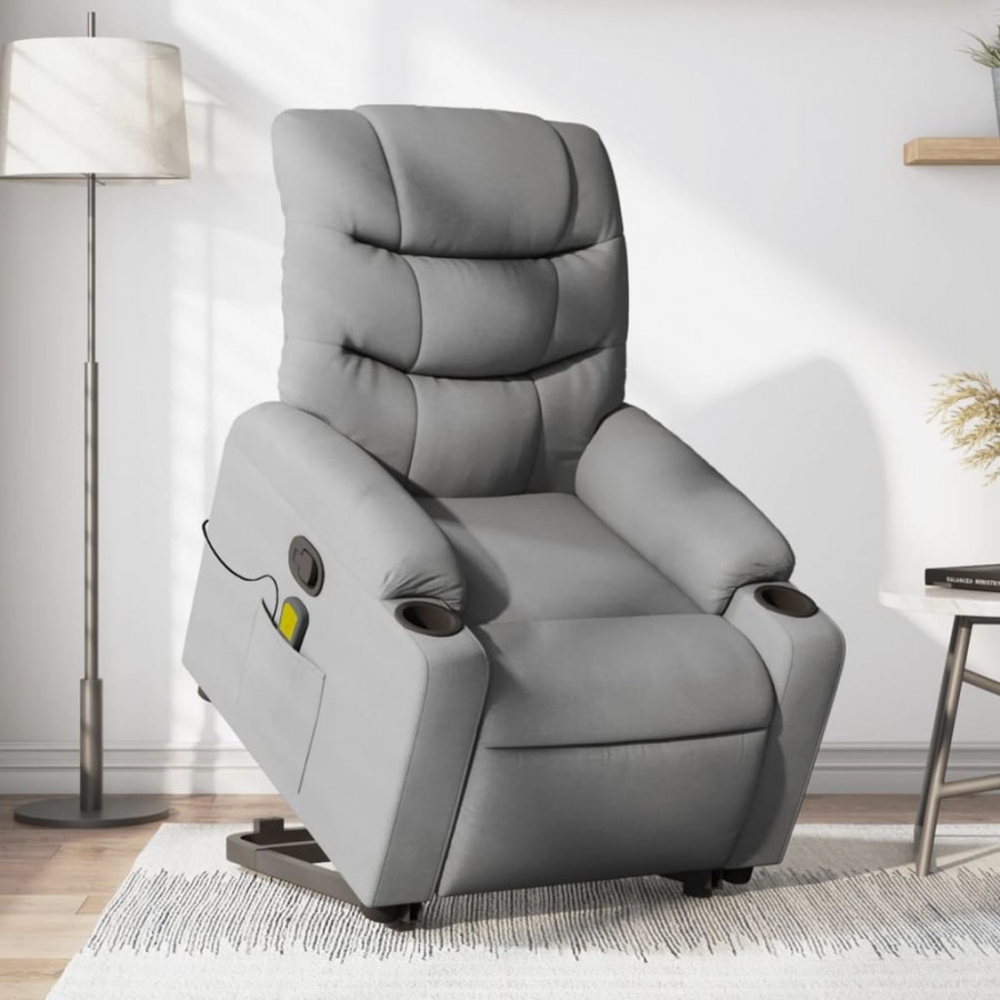 Fauteuil de massage inclinable Gris clair Tissu