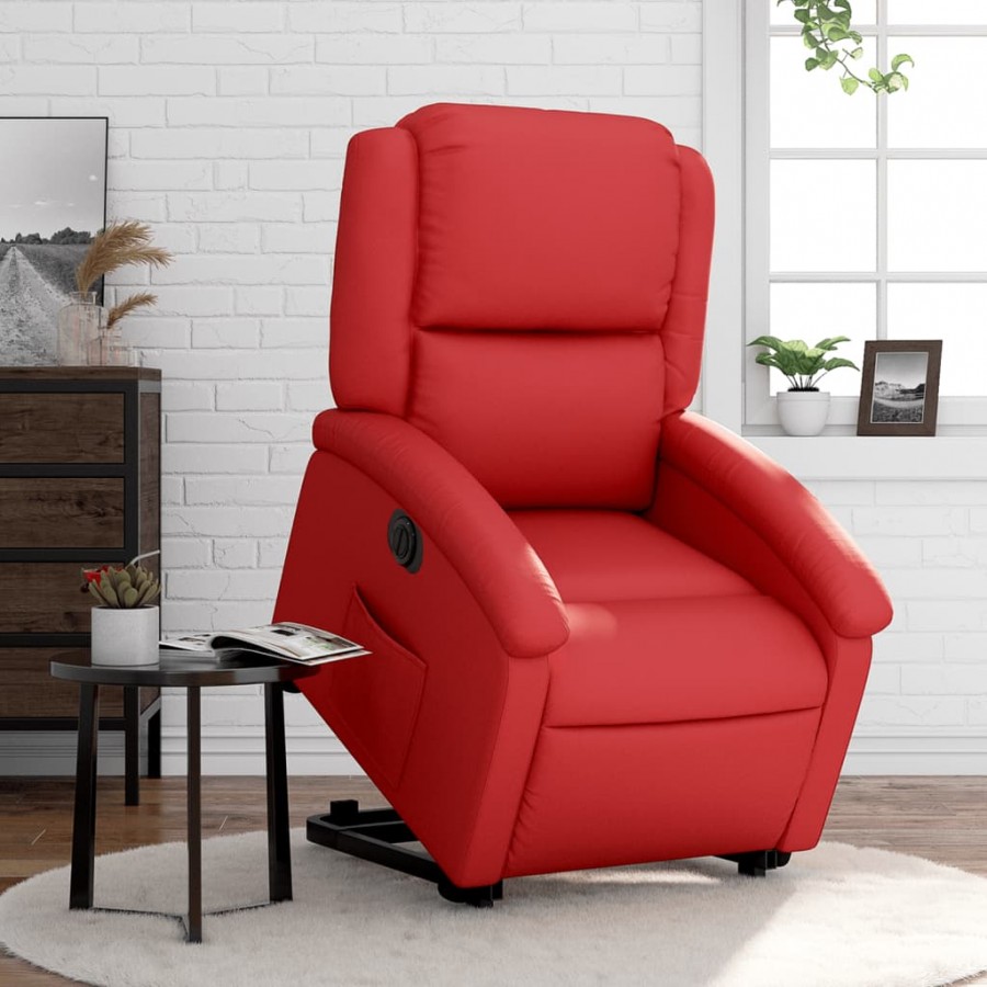 Fauteuil inclinable électrique rouge similicuir