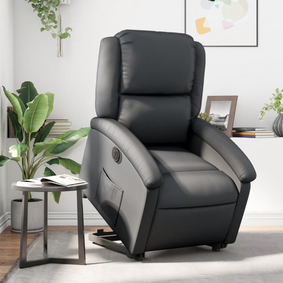 Fauteuil inclinable électrique noir cuir véritable