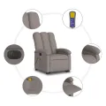 Fauteuil inclinable de massage électrique Taupe Tissu