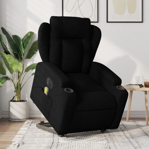 Fauteuil inclinable de massage électrique Noir Tissu