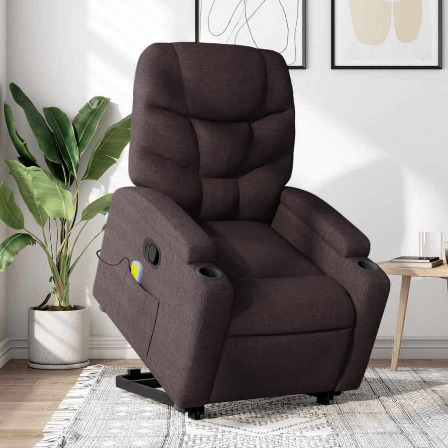 Fauteuil inclinable de massage Marron foncé Tissu