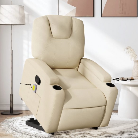 Fauteuil inclinable de massage Crème Tissu