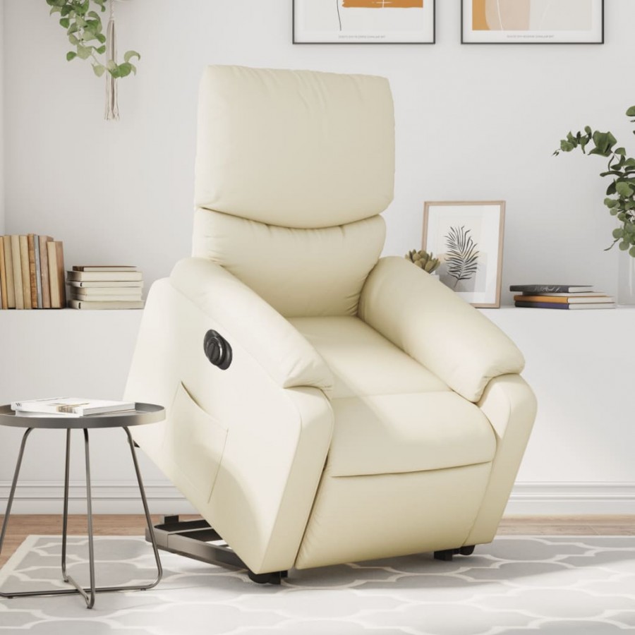 Fauteuil inclinable électrique crème similicuir