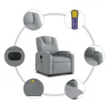 Fauteuil inclinable de massage électrique Gris clair Tissu