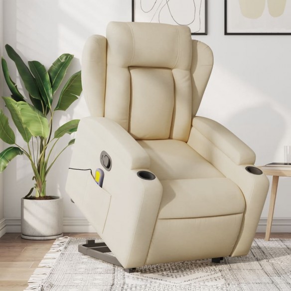 Fauteuil inclinable de massage Crème Tissu