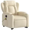 Fauteuil inclinable de massage Crème Tissu