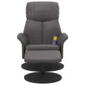 Fauteuil inclinable de massage avec repose-pied gris similicuir