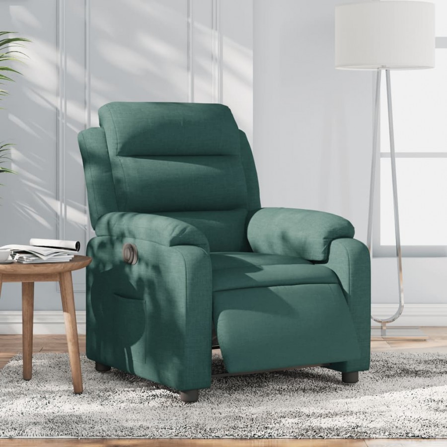 Fauteuil inclinable électrique Vert foncé Tissu