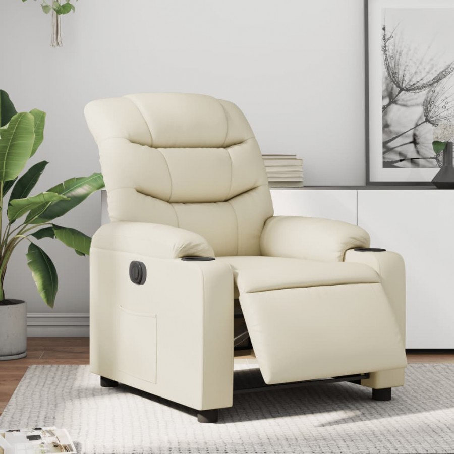 Fauteuil inclinable électrique Crème Similicuir