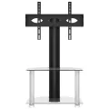 Meuble TV d'angle 2 niveaux pour 32-70 pouces noir argenté
