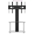 Meuble TV d'angle 2 niveaux pour 32-70 pouces noir argenté