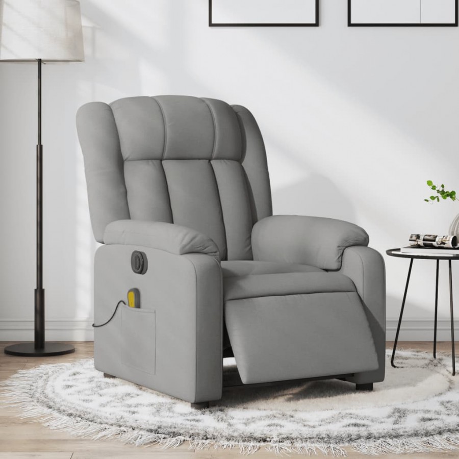 Fauteuil de massage inclinable électrique gris clair tissu