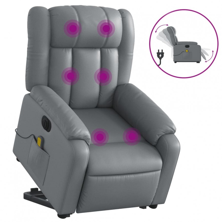 Fauteuil inclinable de massage électrique gris similicuir