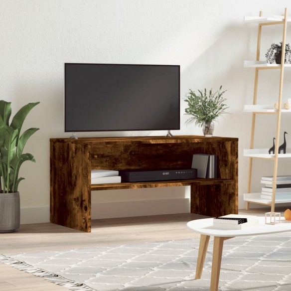 Meuble TV chêne fumé 80x40x40 cm bois d'ingénierie