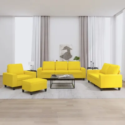 Ensemble de canapés 4 pcs jaune clair tissu