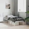 Cadre de lit métal avec tête de lit blanc 80x200 cm