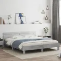 Cadre de lit avec tête de lit et LED gris béton 180x200 cm