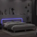 Cadre de lit avec tête de lit et LED sonoma gris 160x200 cm