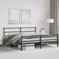 Cadre de lit métal avec tête de lit/pied de lit noir 183x213 cm