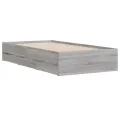 Cadre de lit et tiroirs sonoma gris 100x200cm bois d'ingénierie