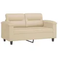 Ensemble de canapés 2 pcs avec coussins Crème Tissu microfibre