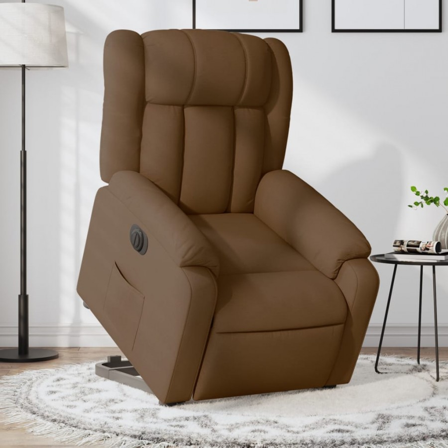 Fauteuil inclinable électrique marron tissu