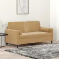 Canapé 2 places avec oreillers décoratifs brun 140 cm velours