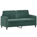 Ensemble de canapés 2 pcs avec coussins vert foncé velours