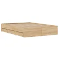 Cadre de lit et tiroirs chêne sonoma 120x190 cm bois ingénierie