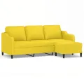 Canapé à 3 places avec repose-pieds Jaune clair 180 cm Tissu