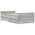 Cadre de lit avec tiroirs sonoma gris 90x190 cm