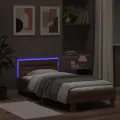 Cadre de lit tête de lit et lumières LED chêne marron 90x190 cm