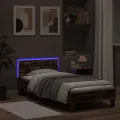 Cadre de lit tête de lit et lumières LED chêne fumé 75x190 cm
