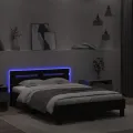 Cadre de lit avec tête de lit et LED noir 120x200 cm