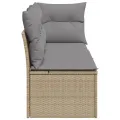 Canapé de jardin avec coussins 3 places beige résine tressée