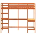 Lit superposé avec bureau cire marron 75x190 cm bois pin massif