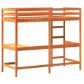 Lit superposé avec bureau cire marron 75x190 cm bois pin massif