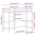 Lit superposé avec bureau cire marron 75x190 cm bois pin massif
