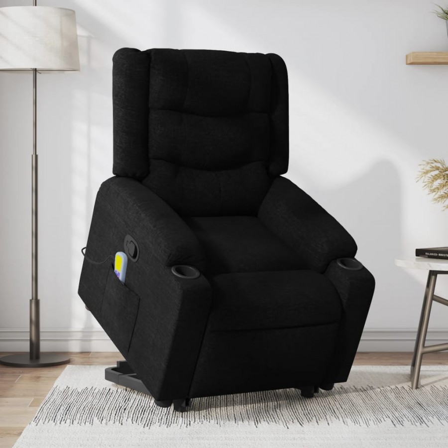 Fauteuil de massage inclinable Noir Tissu